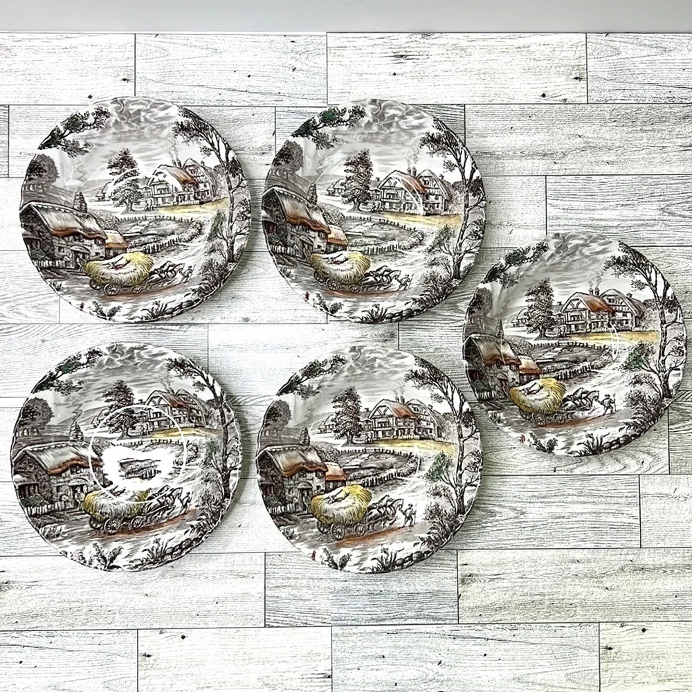 Yorkshire Multicolor by Staffordshire  Hand Engraved Ironstone 4405 Bowls (5)